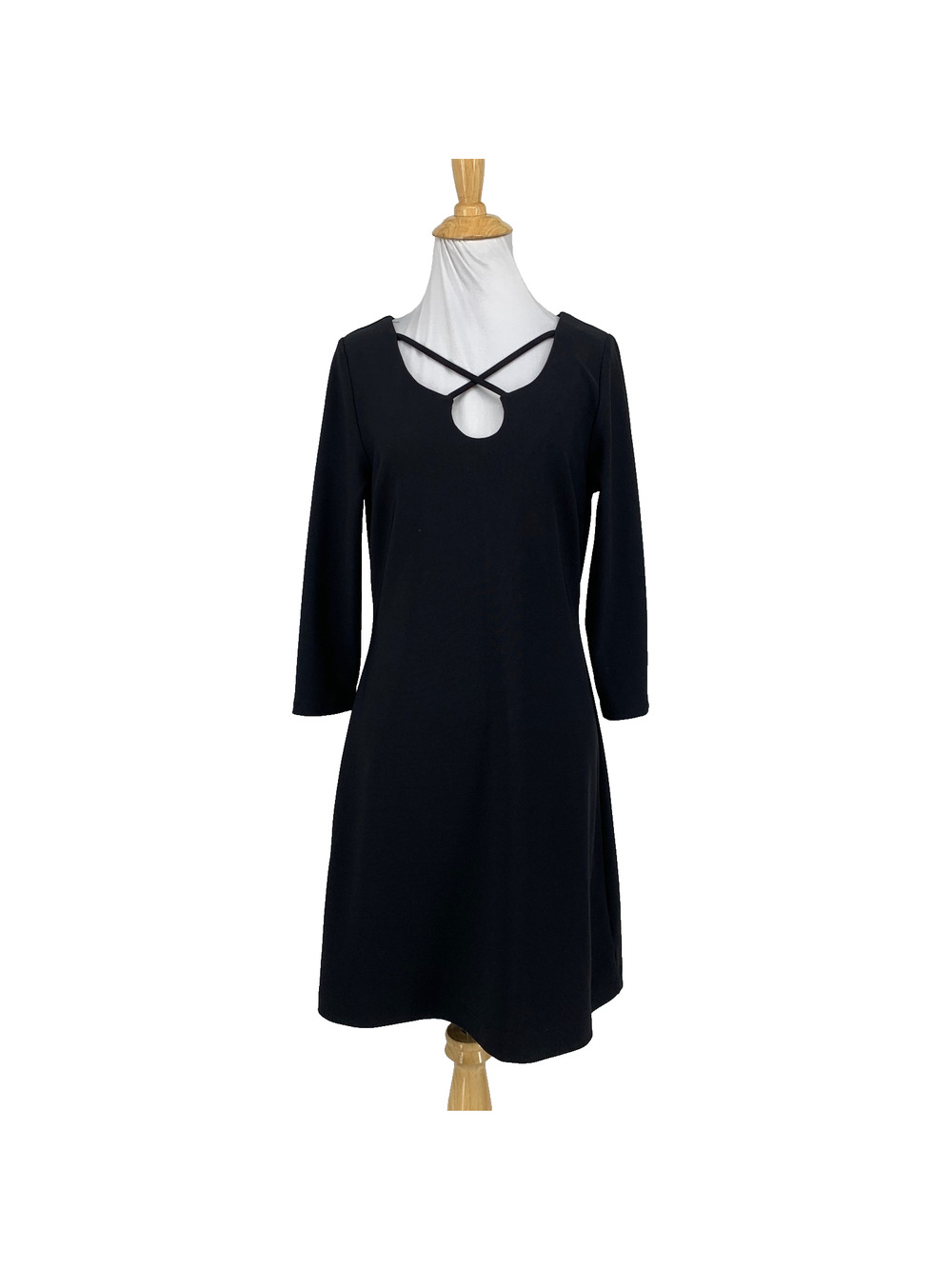 Boston Proper Dress Women S Small Black Keyhole Crisscross Strap Bracelet Sleeve